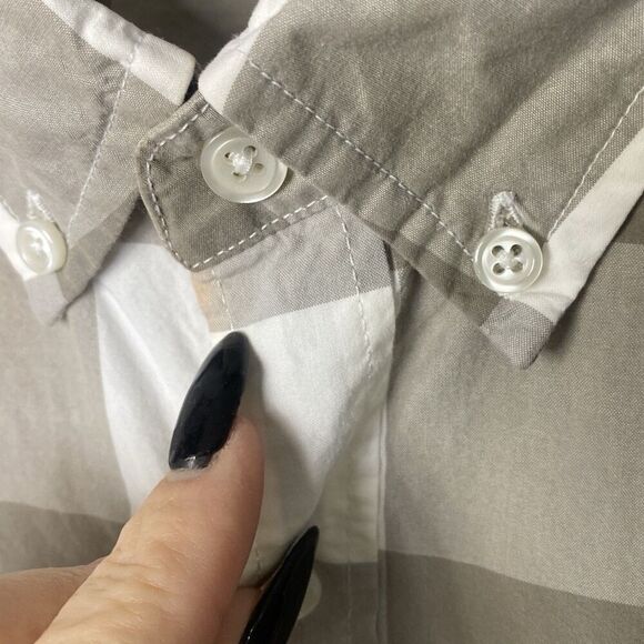 J.CREW Gray White Gingham Check Woven Button Down Shirt 100% cotton Men's XL - Picture 3 of 5